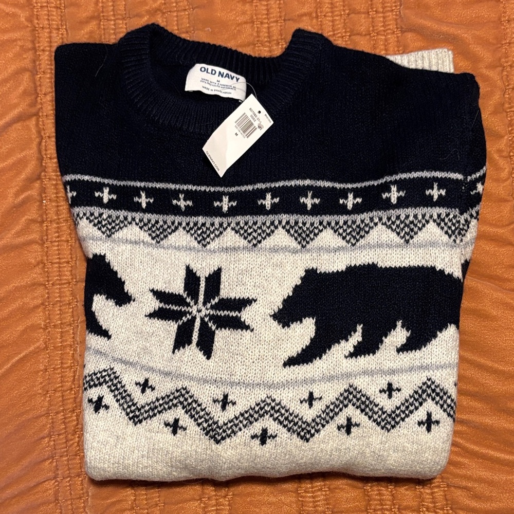 Old Navy Men's Black and Gray Crewneck Sweater